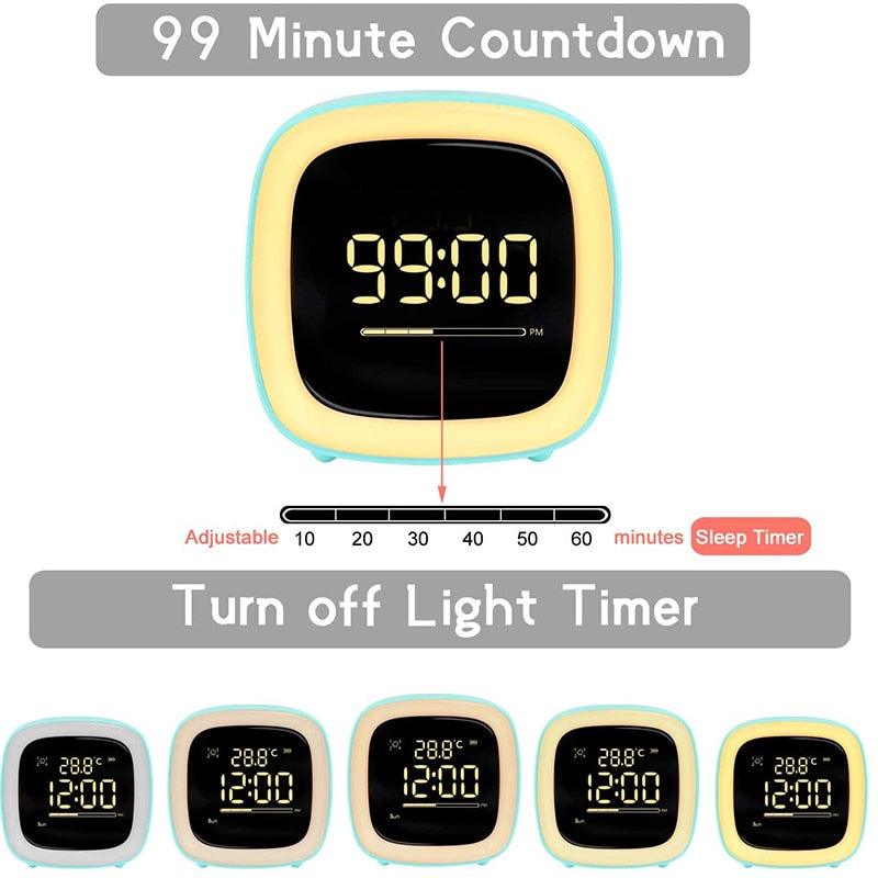 Cut Digital Alarm Clock Cartoon Night Light Desk Alarm Clock Cute Toddler Alarm Clock Dimming Sleep Training Clock with Night Light Kids Wake Up Clock USB Rechargeable Easy Setting Kids Clocks for Bedrooms Rechargeable Battery Christmas gift for Kids