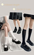 Cute Black White Velvet Warm Long Socks Solid Color Knee High Female Socks Fashion Nylon Stockings For Women