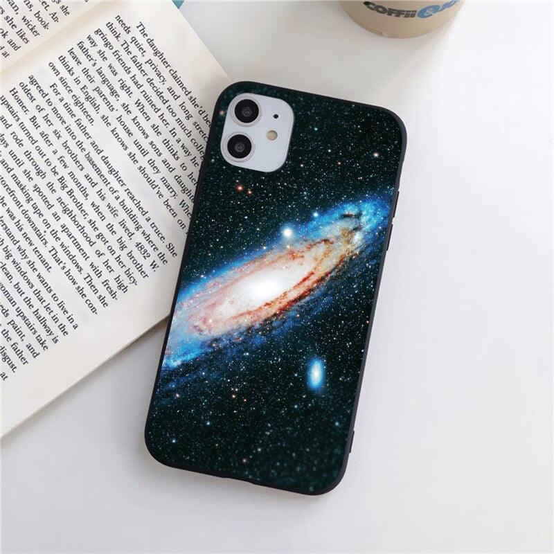 Cute Colorful Planet Star Phone Case For iPhone XR X XS Max 7 8 Plus SE 13 12 11 Pro Max Mini Hard Shockproof Cover Star Moon Planet Pattern Design for Girl Women Boy Men Shockproof Silicone Protective Phone Case