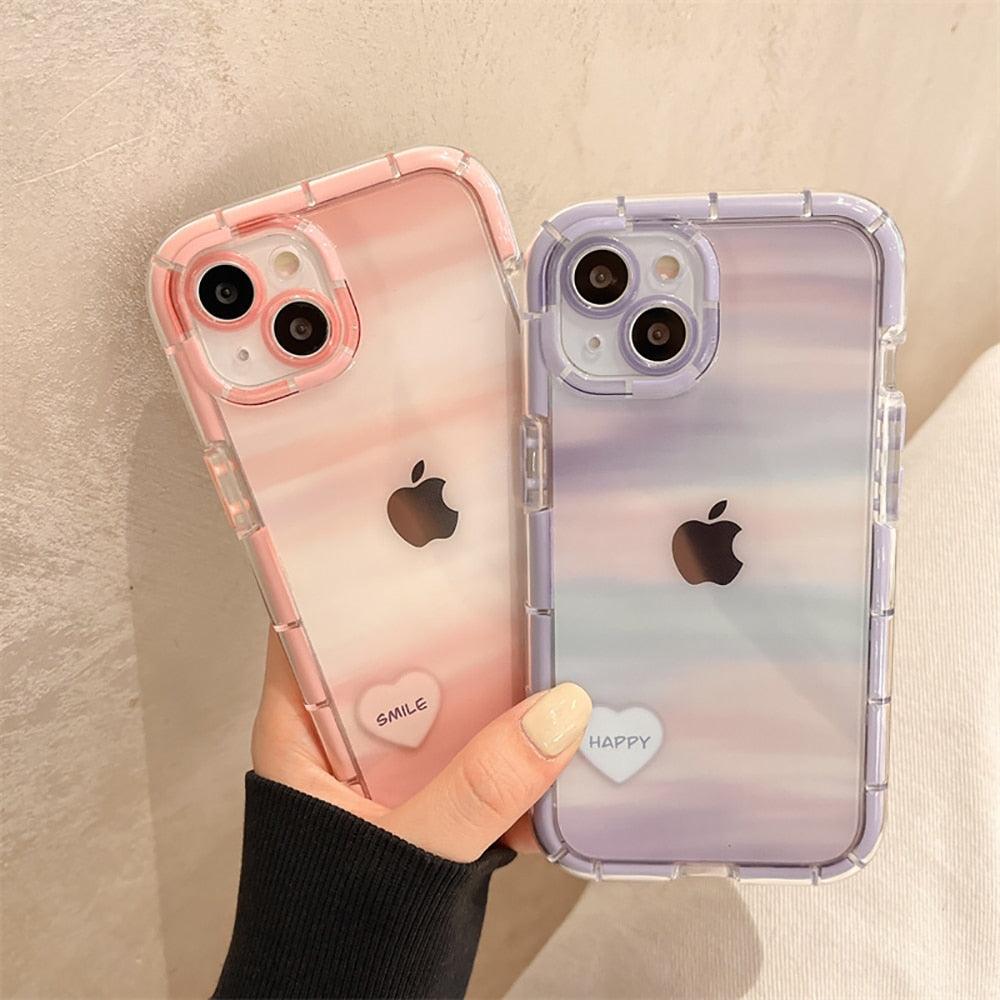 Cute Love Heart Soft Shockproof Bumper Transparent Phone Case For iPhone 12 13 Pro Max Silicone Back Cover Case  Cute Side Small Pattern for Women Girls Soft Silicone Shockproof Protective Cover