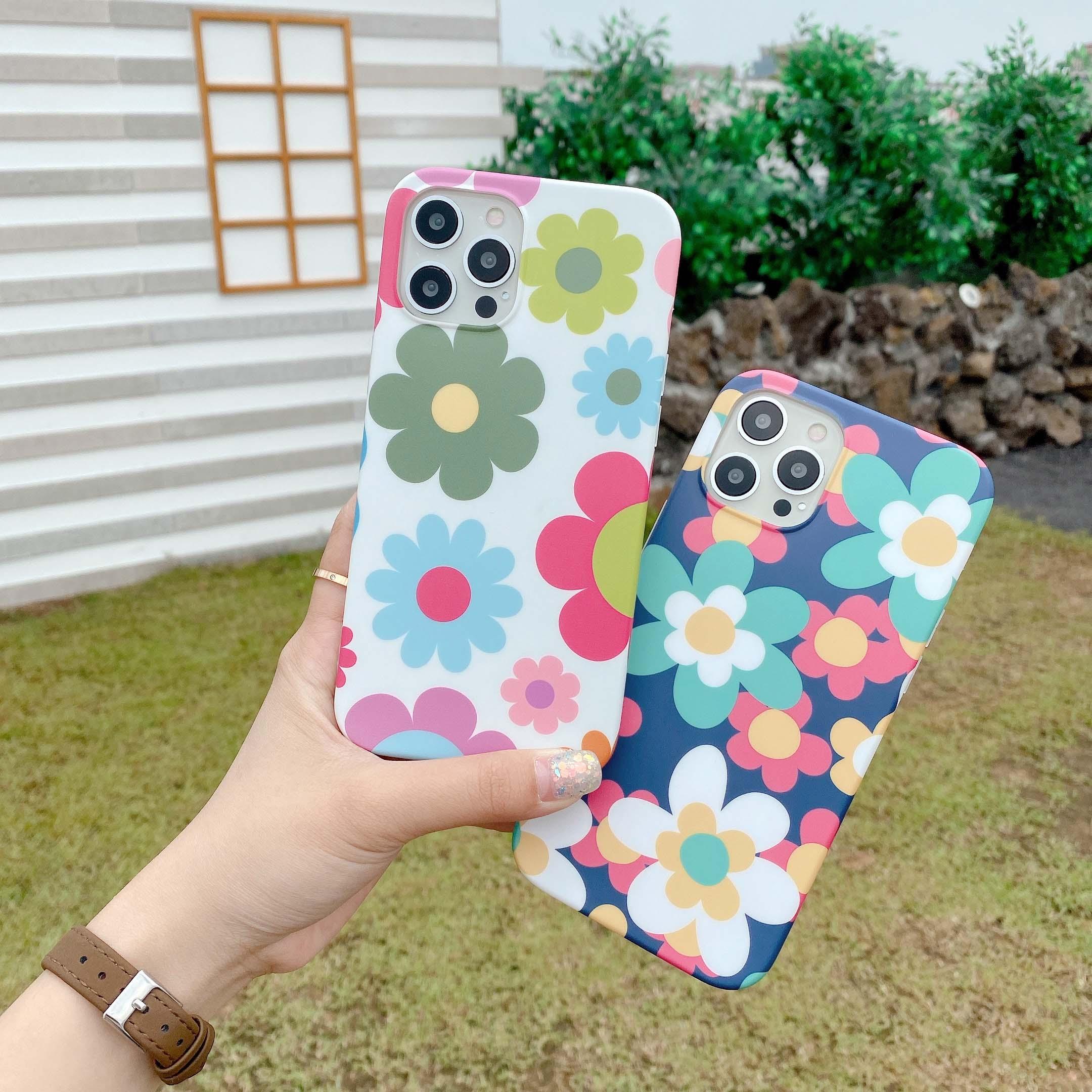 Cute Smooth Flower Phone Case For Iphone 13 11 Pro Max 12 Mini X Xr Xs Max 7 8 Plus Anti Knock Back Phone Cover Case Silicone Ultra Thin Shockproof Mobile Phone Case With Fashion Pattern Soft Bumper Full Body Protective Case For Iphone