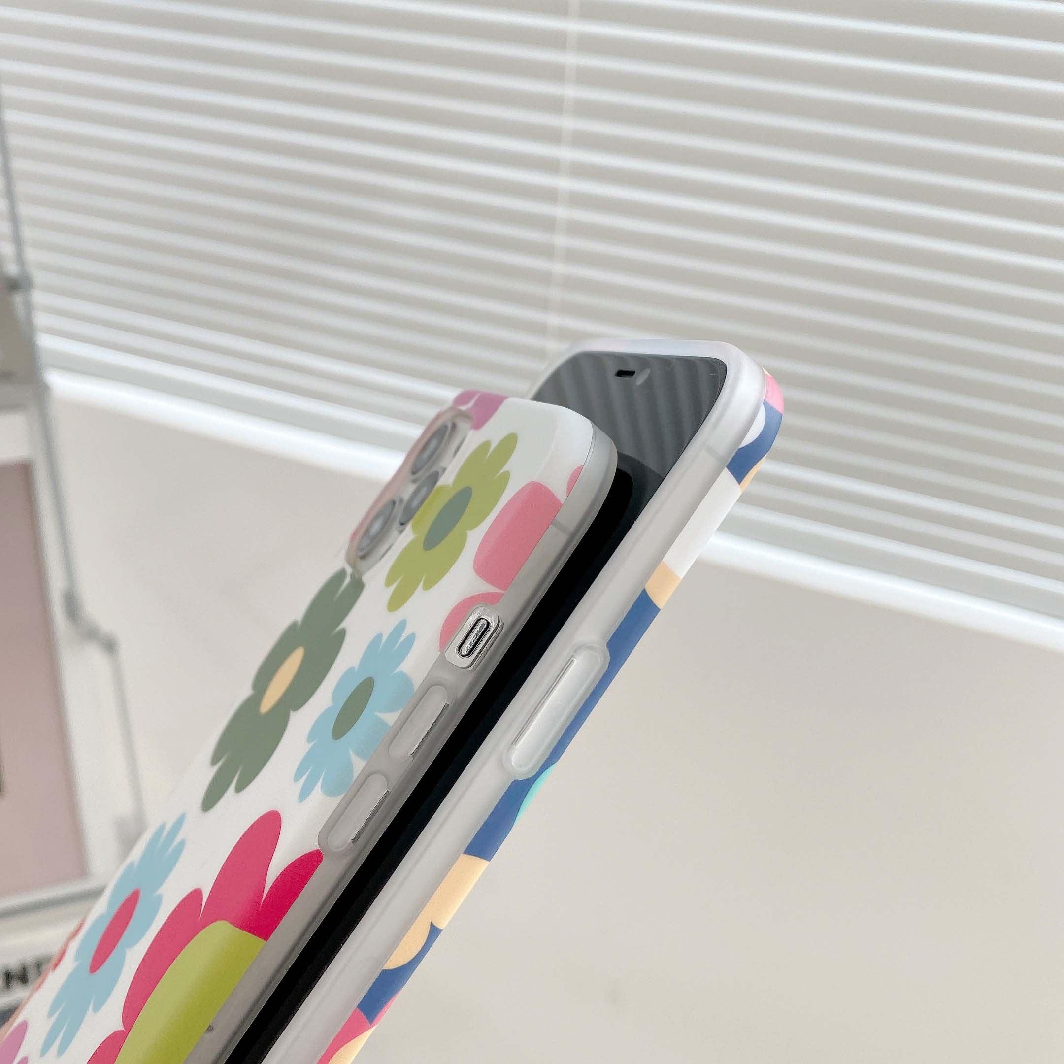 Cute Smooth Flower Phone Case For Iphone 13 11 Pro Max 12 Mini X Xr Xs Max 7 8 Plus Anti Knock Back Phone Cover Case Silicone Ultra Thin Shockproof Mobile Phone Case With Fashion Pattern Soft Bumper Full Body Protective Case For Iphone