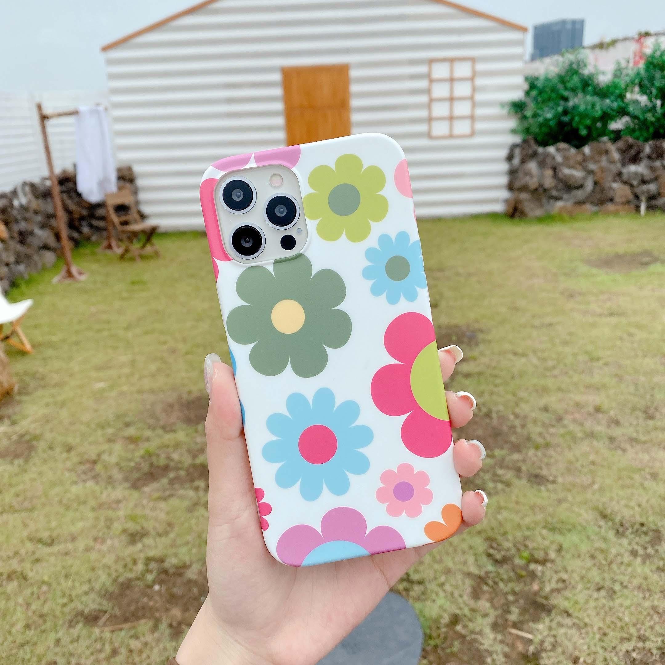 Cute Smooth Flower Phone Case For Iphone 13 11 Pro Max 12 Mini X Xr Xs Max 7 8 Plus Anti Knock Back Phone Cover Case Silicone Ultra Thin Shockproof Mobile Phone Case With Fashion Pattern Soft Bumper Full Body Protective Case For Iphone