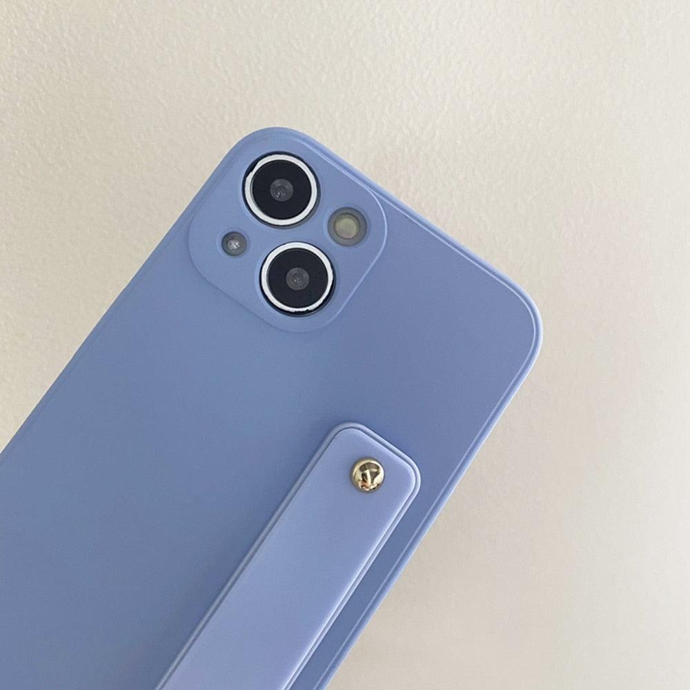 Cute Wrist Strap Soft Silicone Slim Protective Case with Strap Cover Square Silicone Phone Case For iPhone 11 13 12 Pro XR XS Max X 6 6s 7 8 Plus SE2 Candy Colors Soft Back Cover