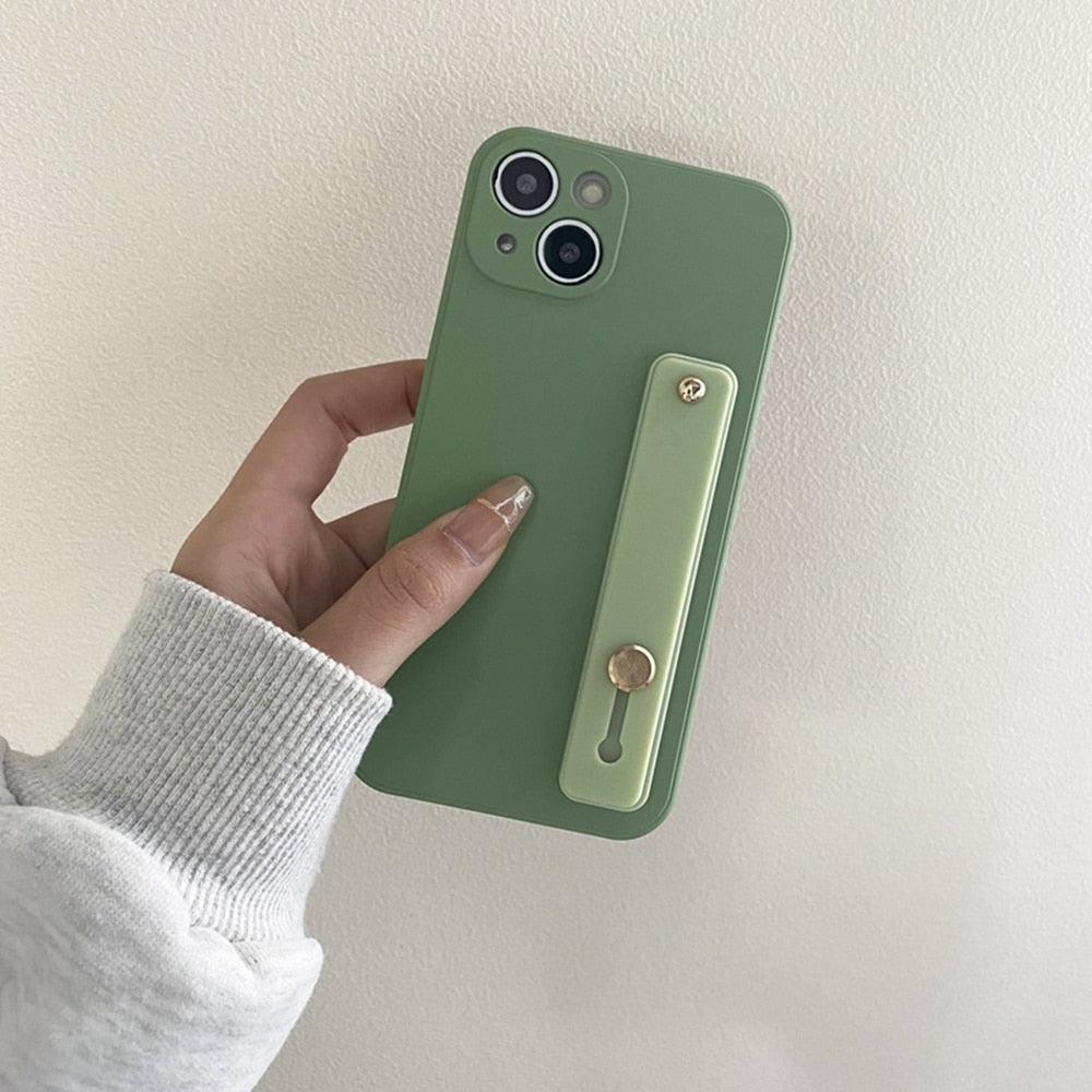 Cute Wrist Strap Soft Silicone Slim Protective Case with Strap Cover Square Silicone Phone Case For iPhone 11 13 12 Pro XR XS Max X 6 6s 7 8 Plus SE2 Candy Colors Soft Back Cover