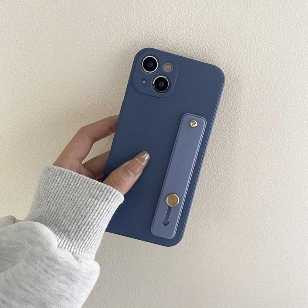 Cute Wrist Strap Soft Silicone Slim Protective Case with Strap Cover Square Silicone Phone Case For iPhone 11 13 12 Pro XR XS Max X 6 6s 7 8 Plus SE2 Candy Colors Soft Back Cover