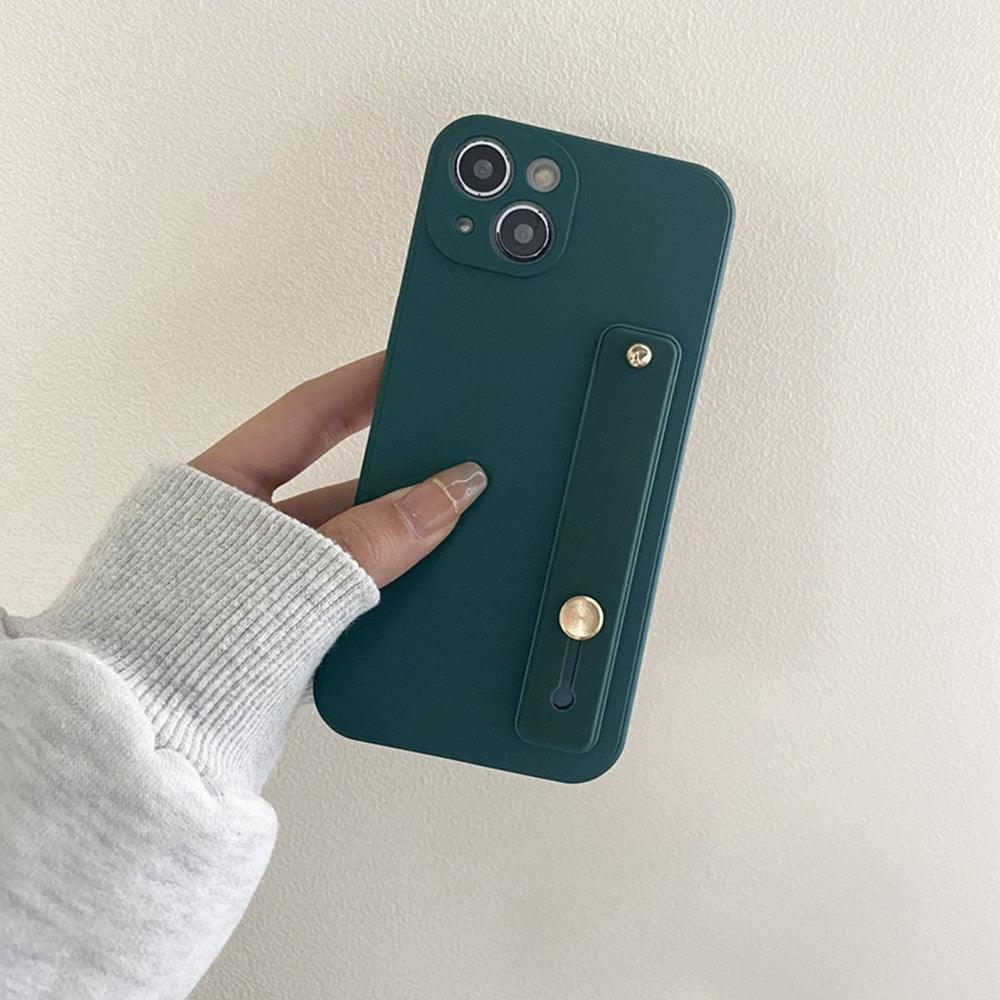 Cute Wrist Strap Soft Silicone Slim Protective Case with Strap Cover Square Silicone Phone Case For iPhone 11 13 12 Pro XR XS Max X 6 6s 7 8 Plus SE2 Candy Colors Soft Back Cover