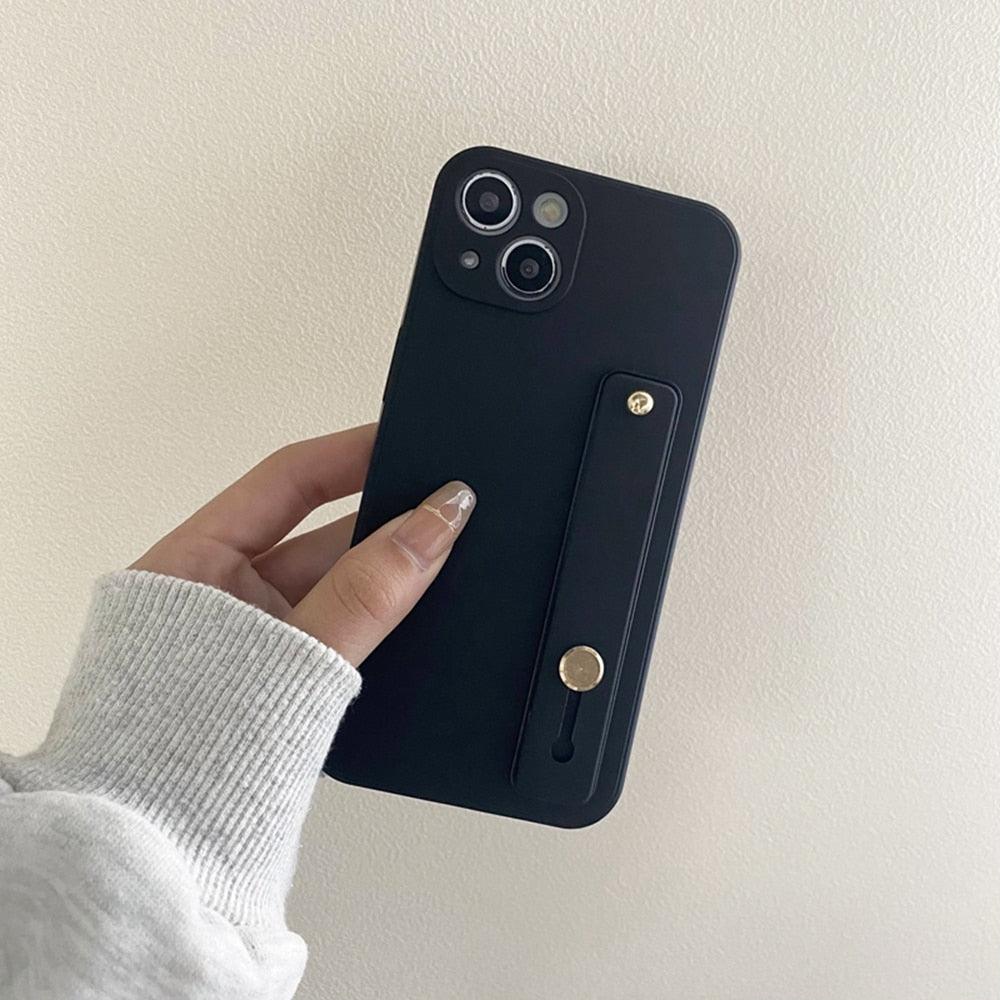 Cute Wrist Strap Soft Silicone Slim Protective Case with Strap Cover Square Silicone Phone Case For iPhone 11 13 12 Pro XR XS Max X 6 6s 7 8 Plus SE2 Candy Colors Soft Back Cover