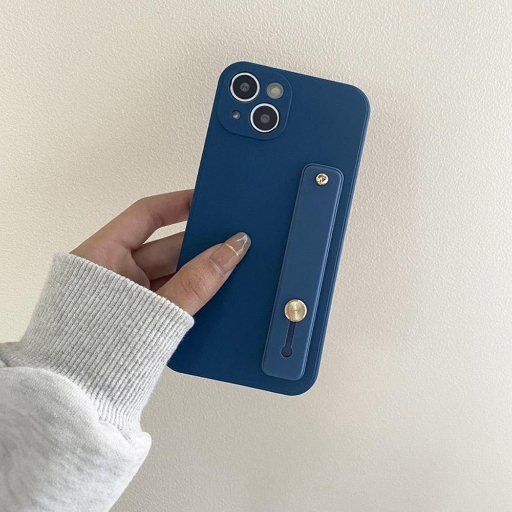 Cute Wrist Strap Soft Silicone Slim Protective Case with Strap Cover Square Silicone Phone Case For iPhone 11 13 12 Pro XR XS Max X 6 6s 7 8 Plus SE2 Candy Colors Soft Back Cover