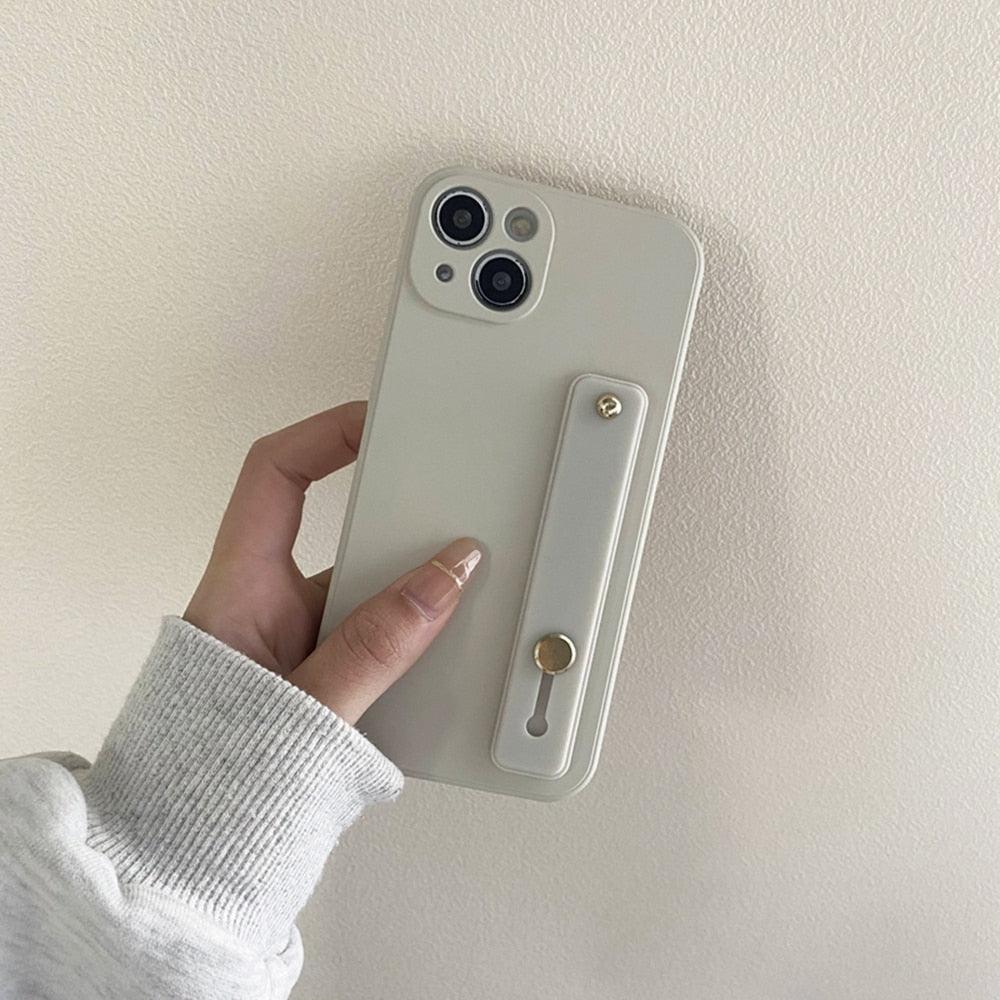 Cute Wrist Strap Soft Silicone Slim Protective Case with Strap Cover Square Silicone Phone Case For iPhone 11 13 12 Pro XR XS Max X 6 6s 7 8 Plus SE2 Candy Colors Soft Back Cover