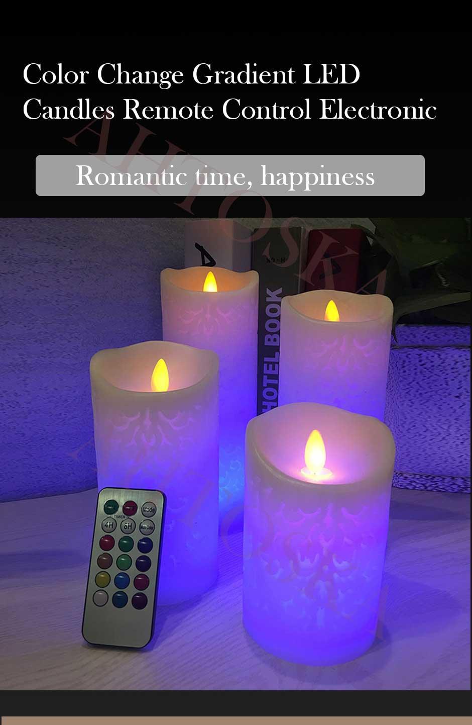 Dancing Flame LED Candle With RGB Remote Control Flickering Flameless Candles Real Wax Color Changing LED Pillar Candles Battery Operated Realistic Dancing Flame Fake Candle Wax Pillar Candle For Wedding Decoration Christmas Candle/Room Night Light
