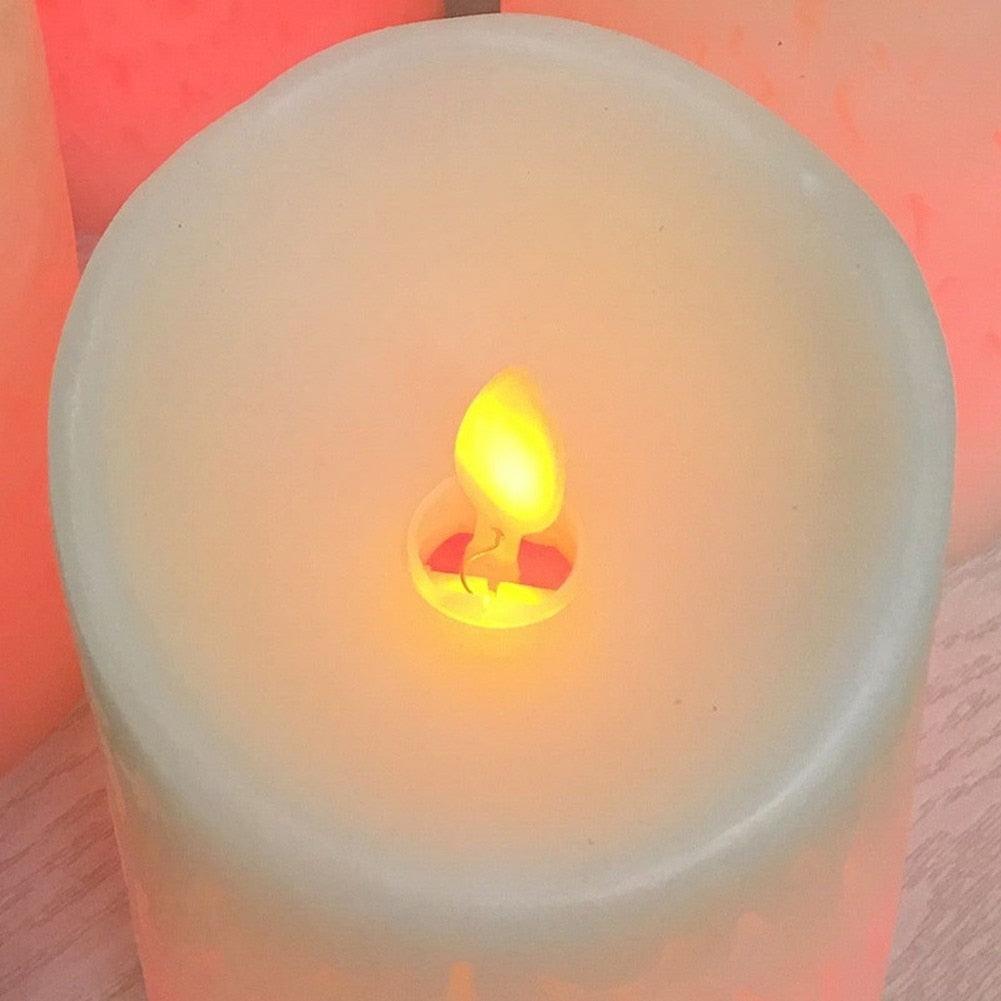 Dancing Flame LED Candle With RGB Remote Control Flickering Flameless Candles Real Wax Color Changing LED Pillar Candles Battery Operated Realistic Dancing Flame Fake Candle Wax Pillar Candle For Wedding Decoration Christmas Candle/Room Night Light