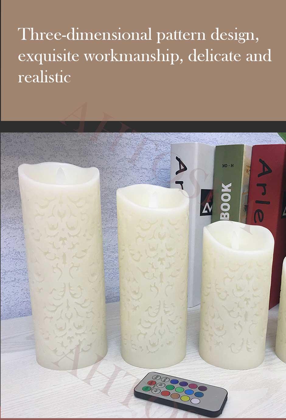 Dancing Flame LED Candle With RGB Remote Control Flickering Flameless Candles Real Wax Color Changing LED Pillar Candles Battery Operated Realistic Dancing Flame Fake Candle Wax Pillar Candle For Wedding Decoration Christmas Candle/Room Night Light