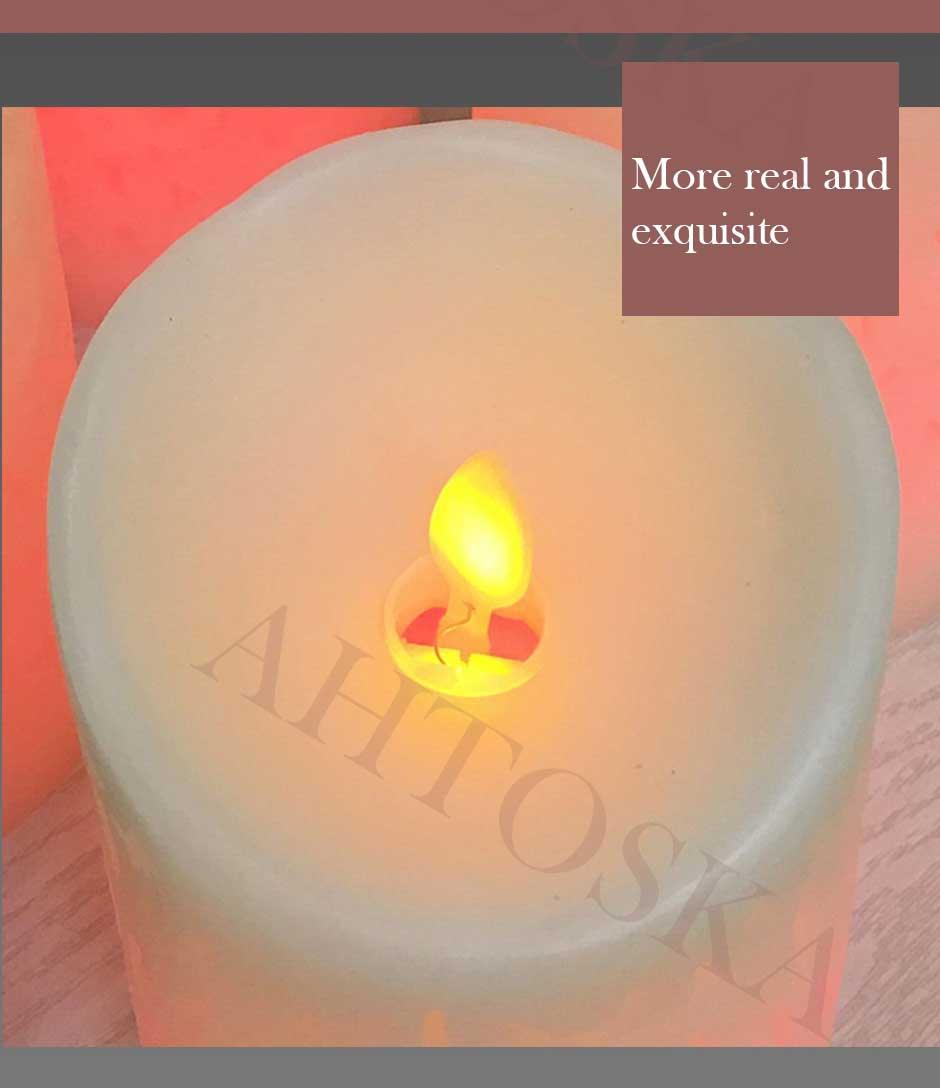 Dancing Flame LED Candle With RGB Remote Control Flickering Flameless Candles Real Wax Color Changing LED Pillar Candles Battery Operated Realistic Dancing Flame Fake Candle Wax Pillar Candle For Wedding Decoration Christmas Candle/Room Night Light