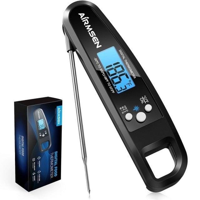Digital Kitchen Food Thermometer For Meat Water Milk Cooking Oven Cooking Food Min Max Thermometer Magnetic Waterproof with Backlight for Adults Kitchen Grill Steak Out Food Probe BBQ Electronic Oven Thermometer Kitchen Tools