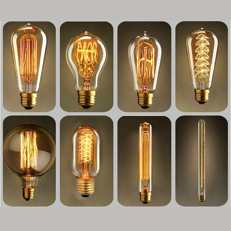 Dimmable Light Bulb Retro Vintage Edison Bulb Incandescent Ampoule Bulbs Vintage Edison Lamp Retro Light Vintage Bulbs Modern Style Square Spiral Filament Incandescent Light
