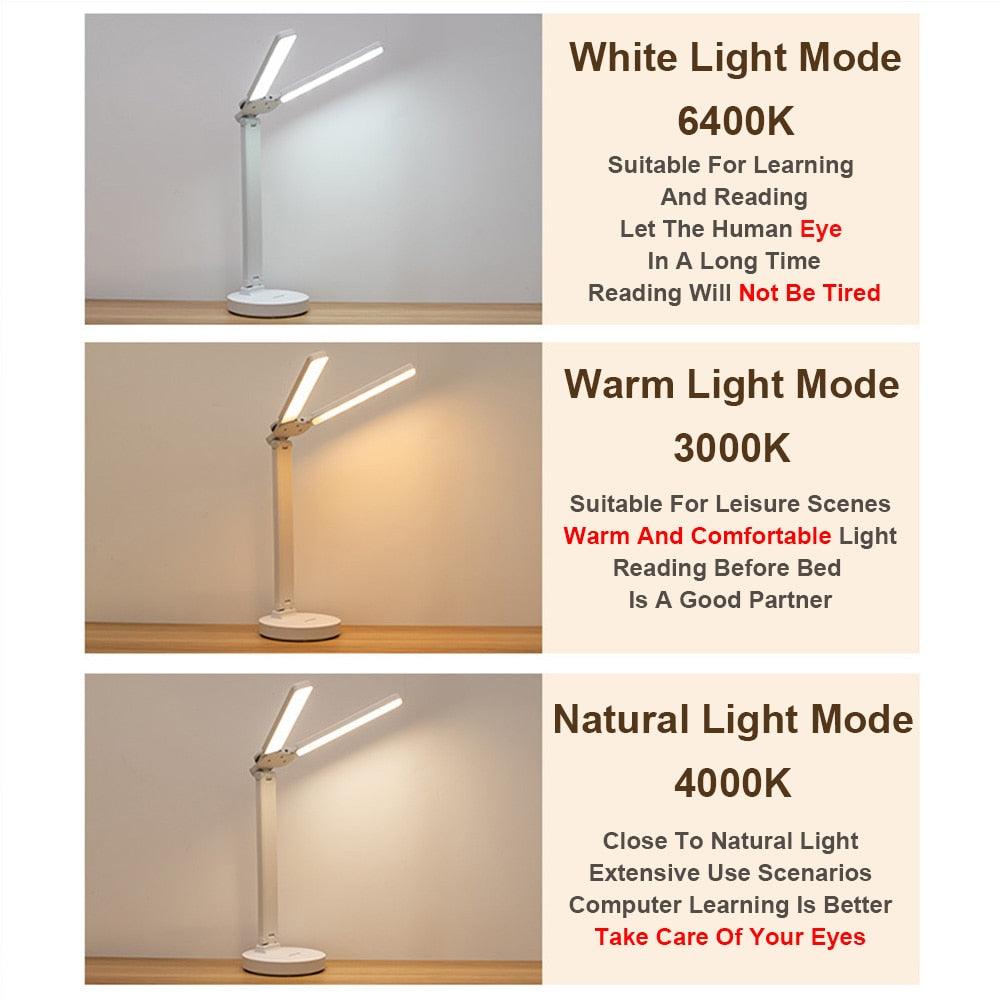 Double Lamp Cap Led Foldable Reading Lamp For Children's Mobile Phone Bracket Desk Study Light Free Shipping Bedroom Table Lamps Decorative Table Lamp Cute Study Lamps for Bedroom Décor