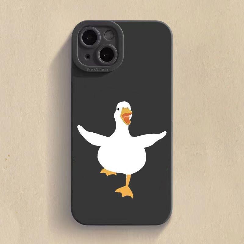 Doubt Duck Smile Case For iPhone 11 12 13 14 Pro Max XR XS X 7 8 Plus Mini Shockproof Soft Cute Duck Girls Phone Cover Soft Liquid Silicone Rubber Shockproof Reinforced Corner Bumper Cover