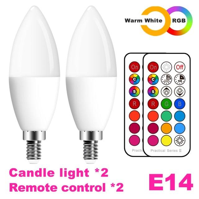 E14 LED Bulb Candle Color Indoor Neon Sign Light Bulb RGB Tape With Controller Lighting 220V E12 Dimmable Smart Lamp For Home Smart WiFi Candelabra Light Bulb, C37 Shape RGB+C+W LED Candle Light Bulb, 5W 400LM (2700k-6500k) Candelabra Bulb