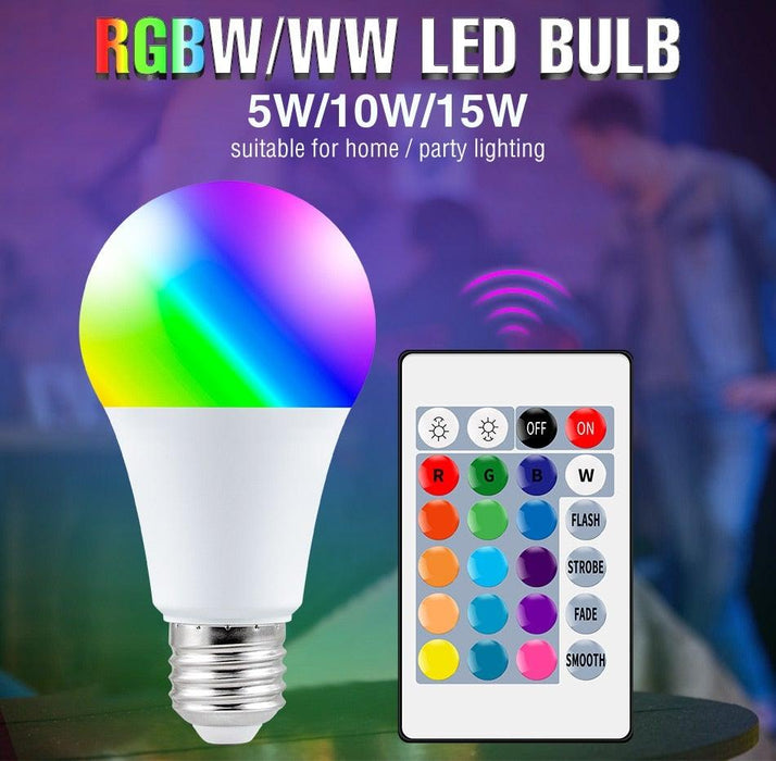 E27 Smart Control Lamp Led RGB Light Dimmable 5W 10W 15W RGBW Led Lamp Colorful Changing Bulb Led Lampada RGBW White Decor Home  RGBW Color Changing Light Bulbs with Remote Control 60W Equivalent, Memory Function Dimmable LED Bulb for Home Decor
