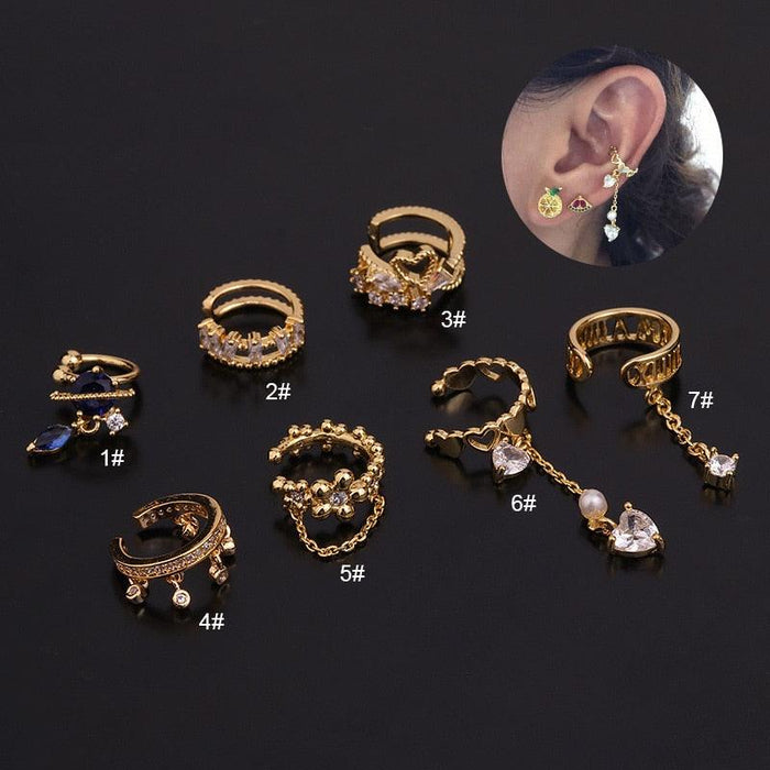 Ear Clip Piercing Earrings for Women Fake Septum Piercing Nose Ring Ear Cuff Conch Tragus Helix Cartilage Stainless Steel Ear Cuff Helix Cartilage Clip On Wrap Earrings Fake Nose Ring Non-Piercing Adjustable Body Jewelry