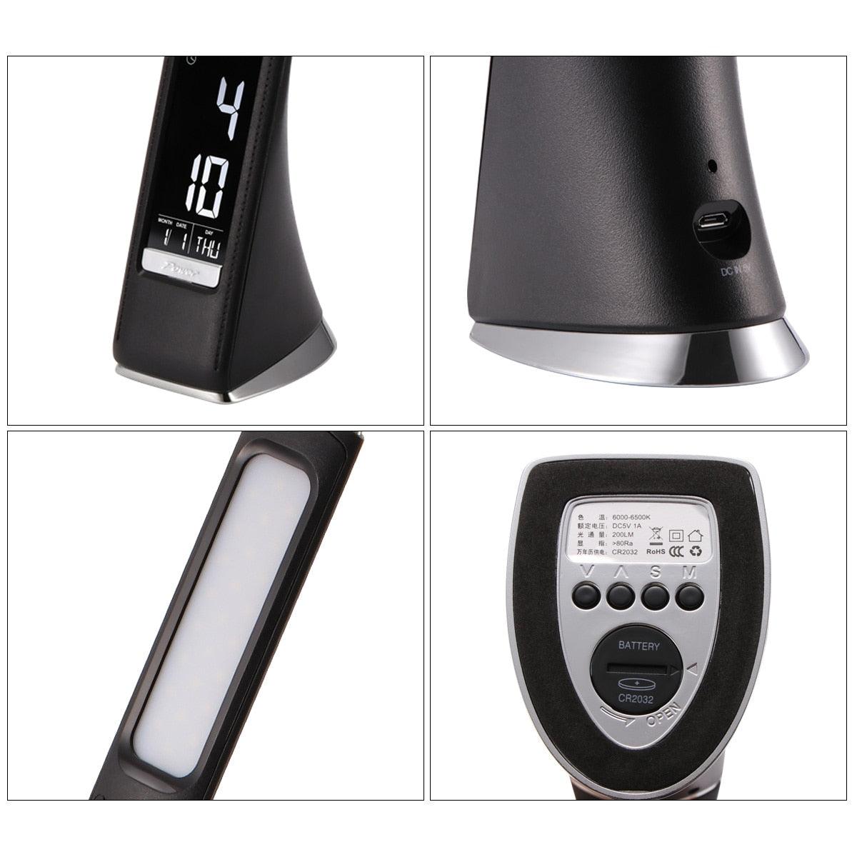 Eco-friendly LED Desk Lamp Multifunction Dimmable Reading Lamp With Calendar Temperature Alarm Clock for Office Bedroom Dorm Decorative Table Lamp Cute Study Lamps for Bedroom Décor