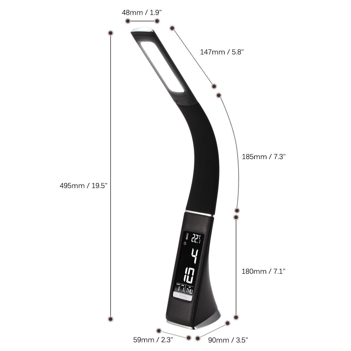 Eco-friendly LED Desk Lamp Multifunction Dimmable Reading Lamp With Calendar Temperature Alarm Clock for Office Bedroom Dorm Decorative Table Lamp Cute Study Lamps for Bedroom Décor
