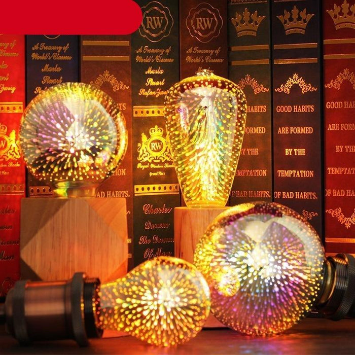 Edison Bulb Vintage Light Bulb Star Fireworks Lamp Holiday Night Light Novelty Christmas Tree Stained Glass Star Shine Decoration Use For Holiday Christmas