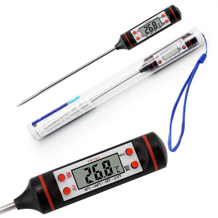 Electronic Digital Kitchen Food Thermometer Stainless Steel Digital Water Thermometer for Liquid Candle Instant Read Waterproof Thermometer For Food Meat Milk Long Probe Water Oil Liquid Bakery Food Temperature Measuring Device