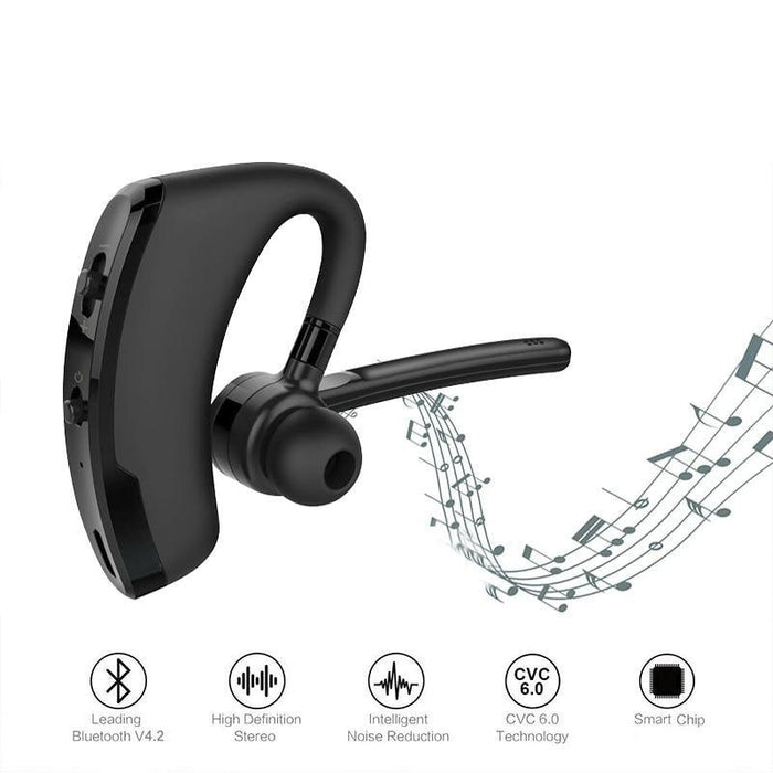 Elegant Black Bluetooth Earphone Wireless Stereo HD Mic HiFi Headphones Bluetooth Comfort Handsfree Driving Headset Ideal Standby Time Single In Ear Headset For Worm Driving