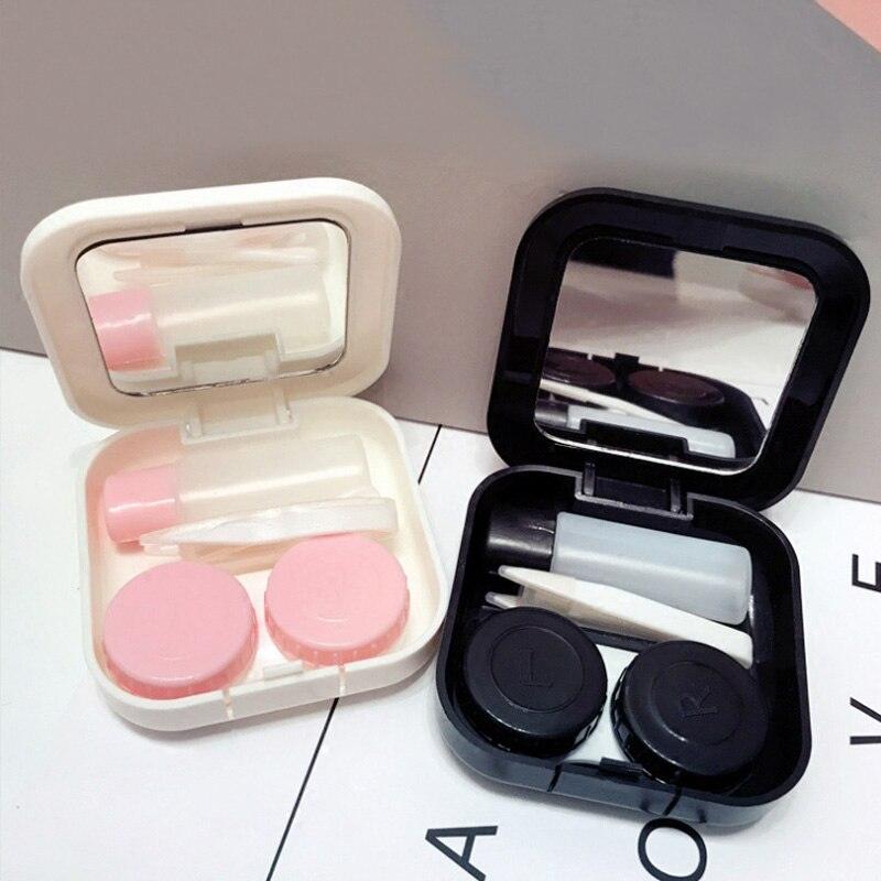 Elegant Mustache Contact Lens Case Cute Couple Portable Travel Eyewear Box Organizer Storage Holder Contact Lenses Container Kit With Mirror For Travel Contact Remover Lenses Case Kit