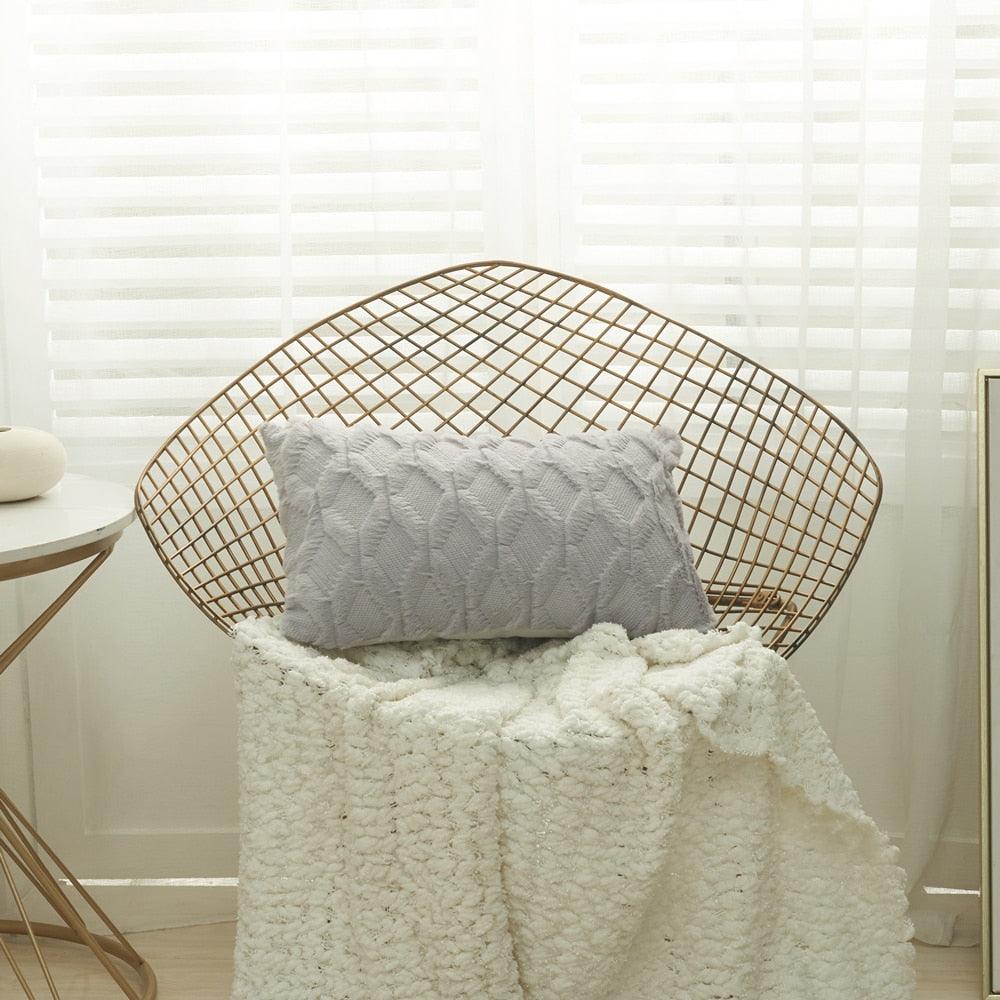 Elegant Plush Pillow Cover Geometric Soft Plush Short Wool Velvet Decorative Throw Pillow Covers Luxury Style Cushion Case Pillow Decorative Throw Pillow Case Soft Cozy Bed Cushion Cover Faux Fur Home Decor