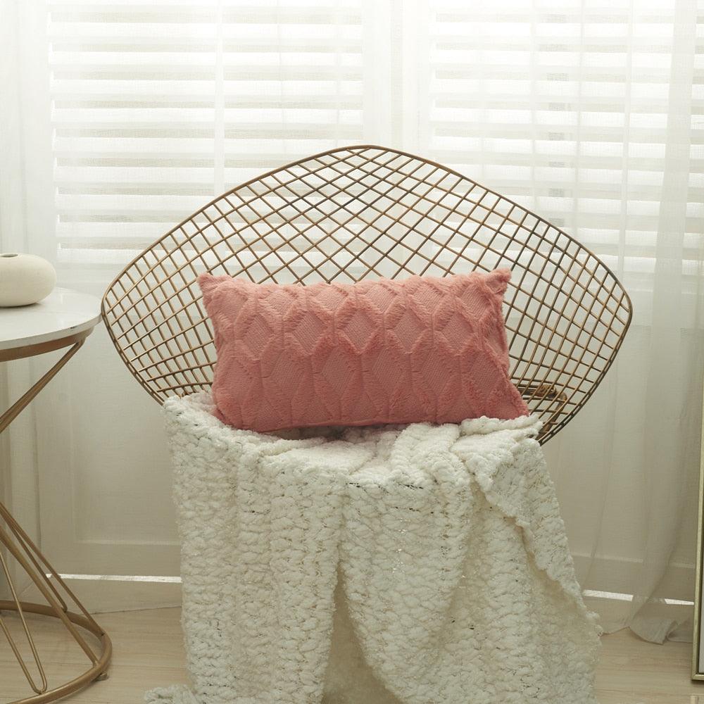 Elegant Plush Pillow Cover Geometric Soft Plush Short Wool Velvet Decorative Throw Pillow Covers Luxury Style Cushion Case Pillow Decorative Throw Pillow Case Soft Cozy Bed Cushion Cover Faux Fur Home Decor