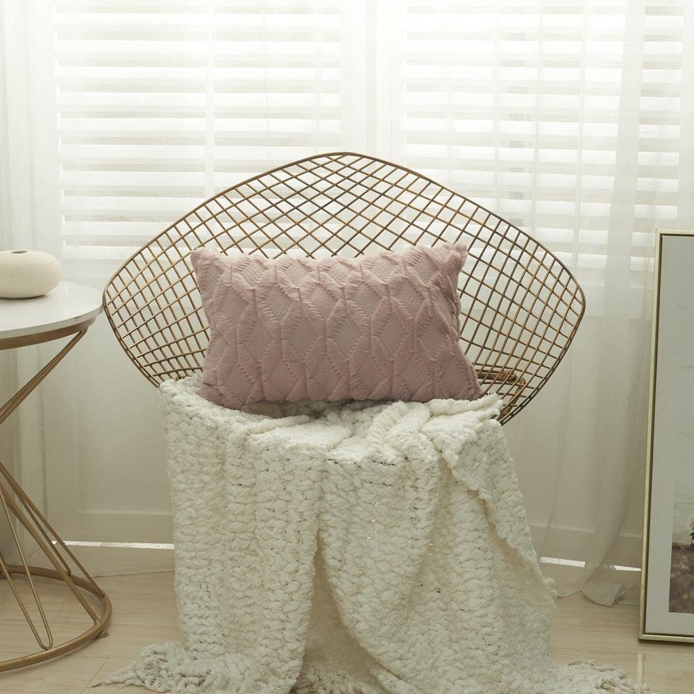 Elegant Plush Pillow Cover Geometric Soft Plush Short Wool Velvet Decorative Throw Pillow Covers Luxury Style Cushion Case Pillow Decorative Throw Pillow Case Soft Cozy Bed Cushion Cover Faux Fur Home Decor