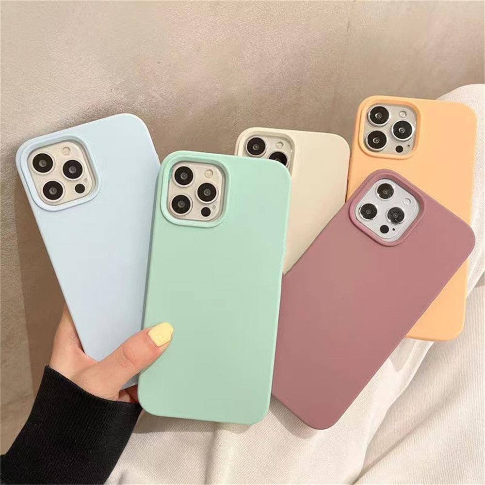Elegant Style Solid Color Silicone Phone Cases For iPhone 13 14 Pro Max Classic Simple Case For iPhone 13 Pro Cover Slim Fit Silicone Back Cover For iPhone