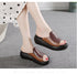 Elegant Woman Platform Slippers Summer Women Genuine Leather Slipper High Heel Shoes Women Outdoor Beach Slippers Wedge Sandals Shoes Loafers Walking Slip On Shoes Breathable Lightweight Work Comfortable Slippers