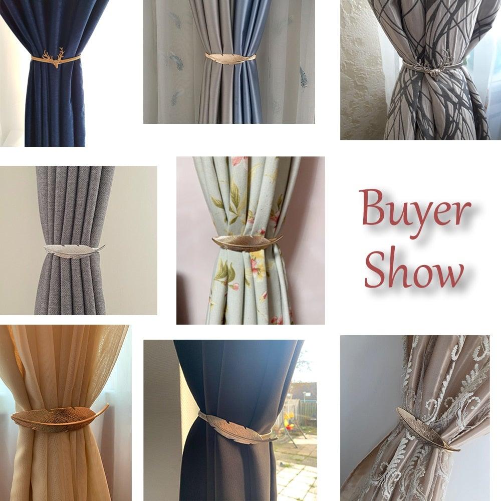 Elk Feather Elastically Stretchable Curtain Clip Decor Curtains Holders Tieback Buckle For Home Decoration Accessories Modern Simple Style Curtain Tie Backs Stretchy Wire Rope Curtain Straps For Home Decor