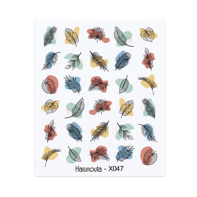 Embossed Nails Sticker 3D Flower Leaves Slider Water Transfer Nail Decals for Nail Art Transfer Sticker  3D Wave Design Decoration for Women Girls Art Stickers Decal Decoration Metallic Curve Strip Line Nail Decor