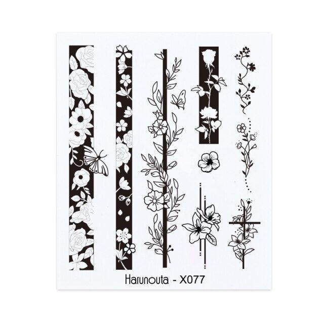 Embossed Nails Sticker 3D Flower Leaves Slider Water Transfer Nail Decals for Nail Art Transfer Sticker  3D Wave Design Decoration for Women Girls Art Stickers Decal Decoration Metallic Curve Strip Line Nail Decor