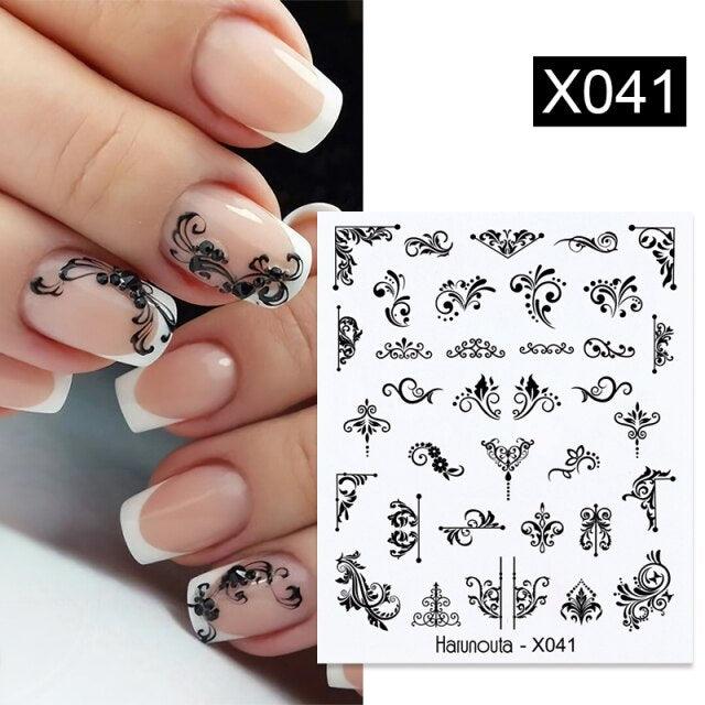Embossed Nails Sticker 3D Flower Leaves Slider Water Transfer Nail Decals for Nail Art Transfer Sticker  3D Wave Design Decoration for Women Girls Art Stickers Decal Decoration Metallic Curve Strip Line Nail Decor