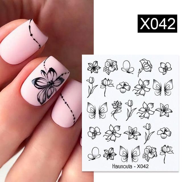 Embossed Nails Sticker 3D Flower Leaves Slider Water Transfer Nail Decals for Nail Art Transfer Sticker  3D Wave Design Decoration for Women Girls Art Stickers Decal Decoration Metallic Curve Strip Line Nail Decor