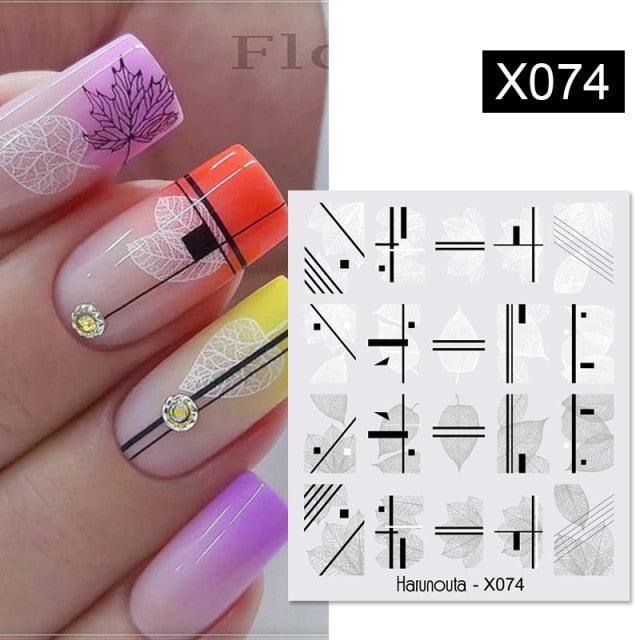 Embossed Nails Sticker 3D Flower Leaves Slider Water Transfer Nail Decals for Nail Art Transfer Sticker  3D Wave Design Decoration for Women Girls Art Stickers Decal Decoration Metallic Curve Strip Line Nail Decor