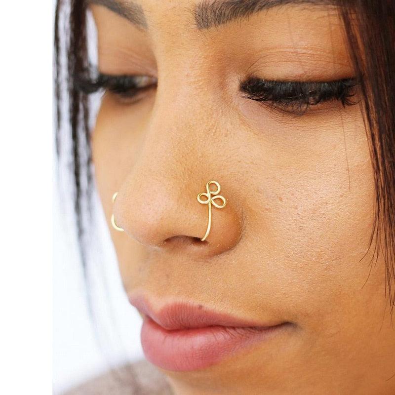 Evil Eye Stainless Steel Spiral Fake Nose Ring Cuff Non Piercing Nose Ring Clip On Fake Nose Piercing Jewelry Ear Clip Fake Piercing Nose Ring Punk Metal Gold Color Heart Leaf Nose Ring Clip Cuff Also Can Be Ear Clip Cuffs Non Pierced Without Hole