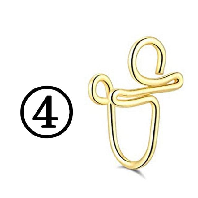 Evil Eye Stainless Steel Spiral Fake Nose Ring Cuff Non Piercing Nose Ring Clip On Fake Nose Piercing Jewelry Ear Clip Fake Piercing Nose Ring Punk Metal Gold Color Heart Leaf Nose Ring Clip Cuff Also Can Be Ear Clip Cuffs Non Pierced Without Hole