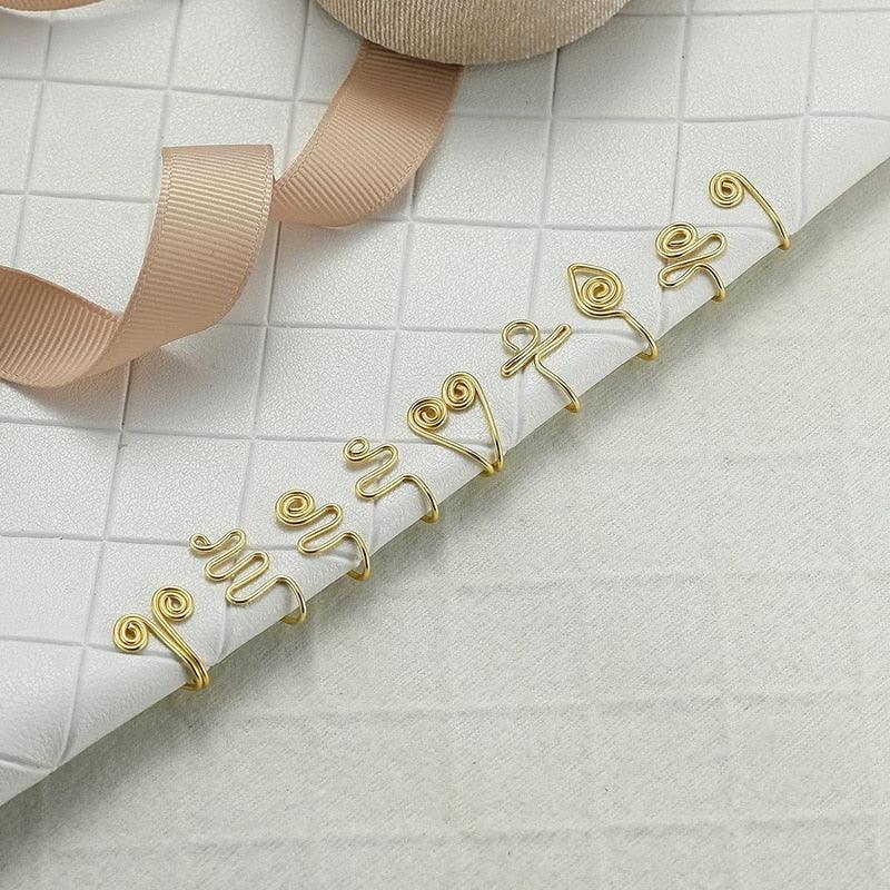 Evil Eye Stainless Steel Spiral Fake Nose Ring Cuff Non Piercing Nose Ring Clip On Fake Nose Piercing Jewelry Ear Clip Fake Piercing Nose Ring Punk Metal Gold Color Heart Leaf Nose Ring Clip Cuff Also Can Be Ear Clip Cuffs Non Pierced Without Hole