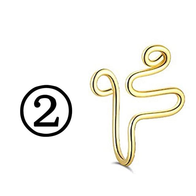 Evil Eye Stainless Steel Spiral Fake Nose Ring Cuff Non Piercing Nose Ring Clip On Fake Nose Piercing Jewelry Ear Clip Fake Piercing Nose Ring Punk Metal Gold Color Heart Leaf Nose Ring Clip Cuff Also Can Be Ear Clip Cuffs Non Pierced Without Hole
