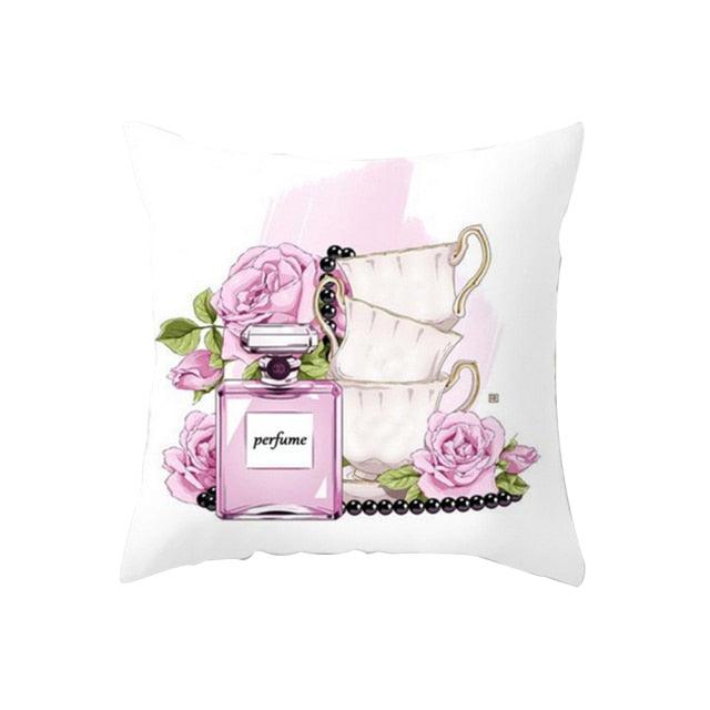 Fancy Theme Pillow Cover Hand Painted Flowers Camera Super Soft Chair Cushion Cover For Home Decoration Pink Flowers Digital Print Pillow Cover Queen Cushion Cover Book Vase Decor Throw Pillow Case Fancy Theme Decorative Accent Pillow 45X45cm