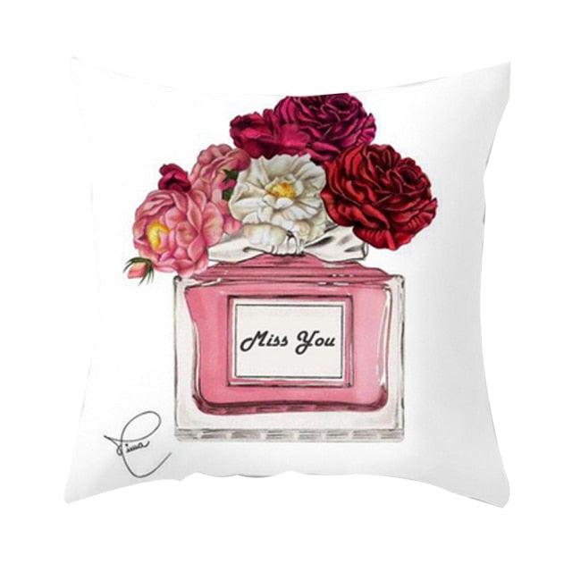 Fancy Theme Pillow Cover Hand Painted Flowers Camera Super Soft Chair Cushion Cover For Home Decoration Pink Flowers Digital Print Pillow Cover Queen Cushion Cover Book Vase Decor Throw Pillow Case Fancy Theme Decorative Accent Pillow 45X45cm