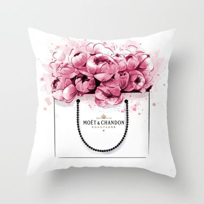 Fancy Theme Pillow Cover Hand Painted Flowers Camera Super Soft Chair Cushion Cover For Home Decoration Pink Flowers Digital Print Pillow Cover Queen Cushion Cover Book Vase Decor Throw Pillow Case Fancy Theme Decorative Accent Pillow 45X45cm
