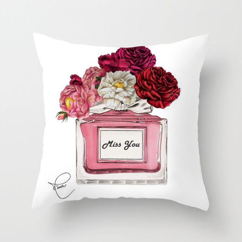 Fancy Theme Pillow Cover Hand Painted Flowers Camera Super Soft Chair Cushion Cover For Home Decoration Pink Flowers Digital Print Pillow Cover Queen Cushion Cover Book Vase Decor Throw Pillow Case Fancy Theme Decorative Accent Pillow 45X45cm
